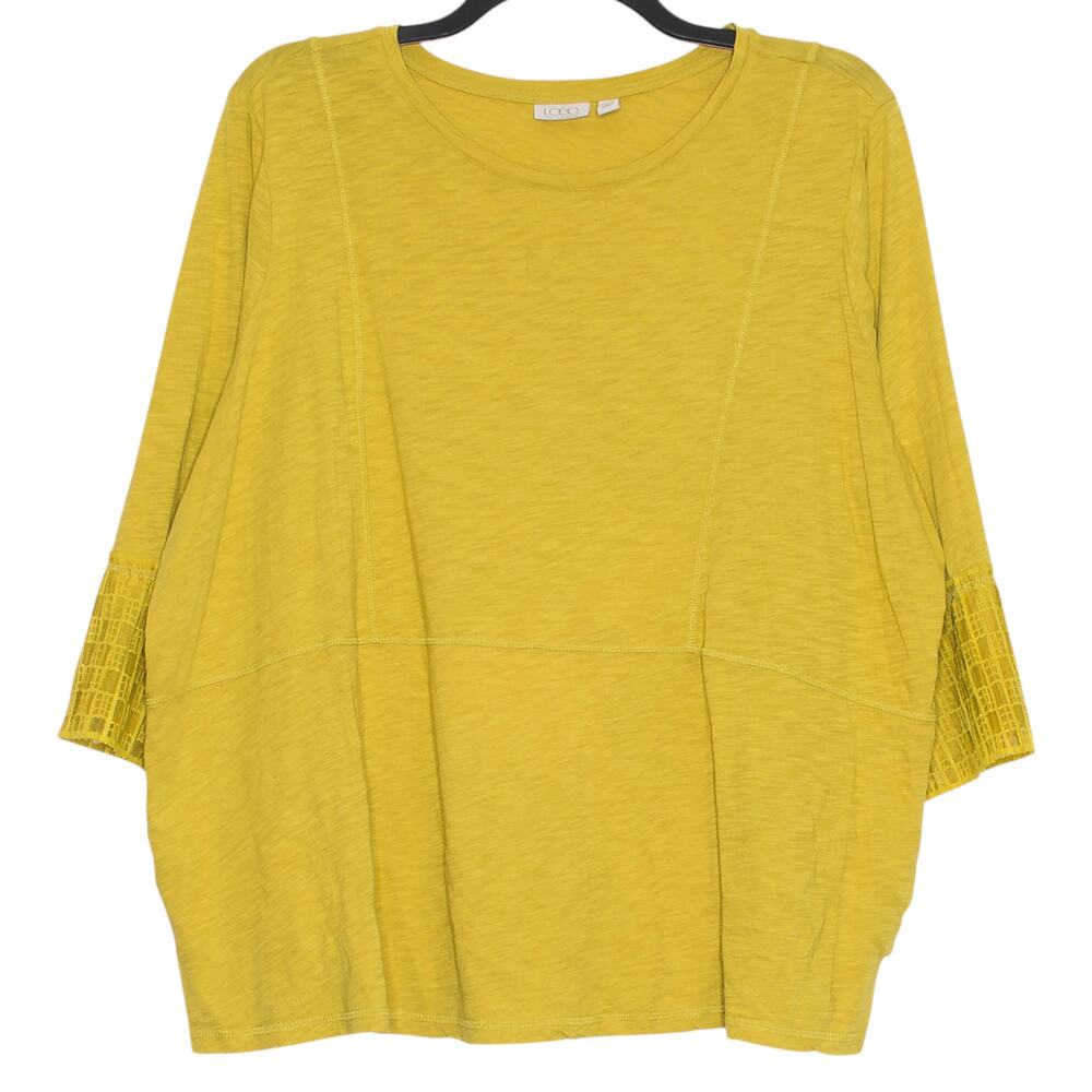 LOGO Lori Goldstein Top 3/4 Sleeve Pockets Lagenlook Minimalist Plus Size 2X